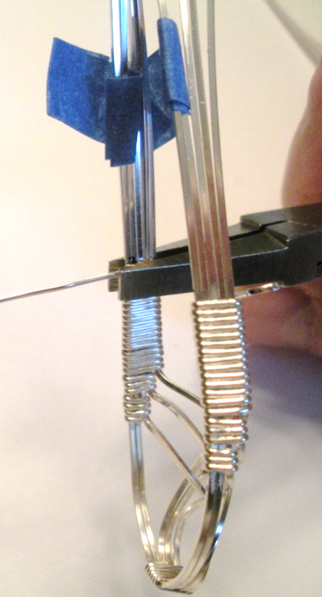 Judy Larson's Art Deco Wire Wrapped Pendant - , Classic Wire Jewelry, Wire Wrapping, Wrapping, Wire Wrapping Jewelry, Secure the five wires between the flat nose plier jaws